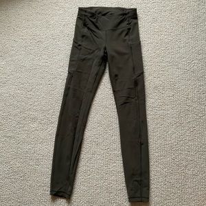 Lululemon Dark Olive Fast and Free Leggings with pockets and zipper